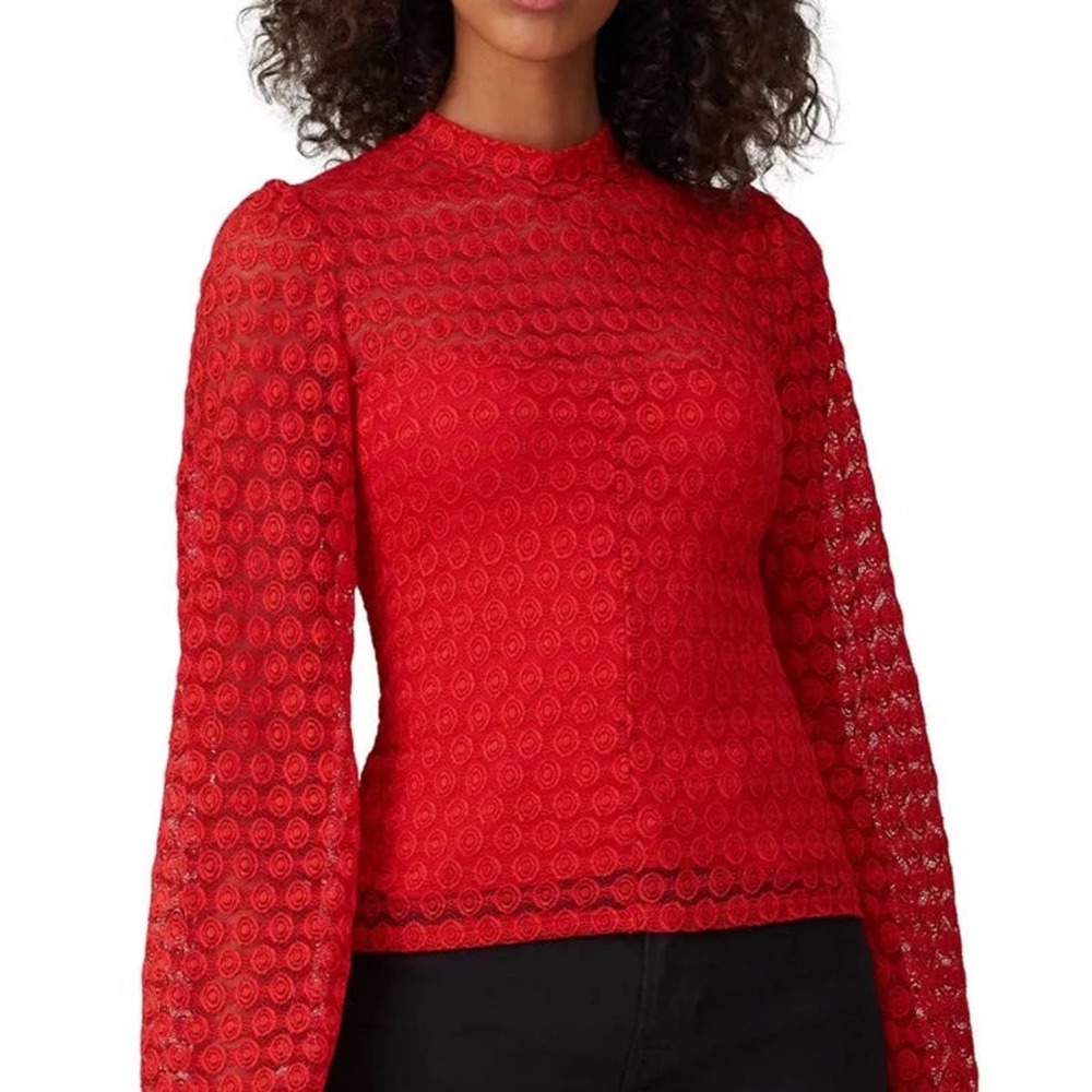 Nightcap Clothing Beaux Lace Red Sexy Valentines Blouse Size Small